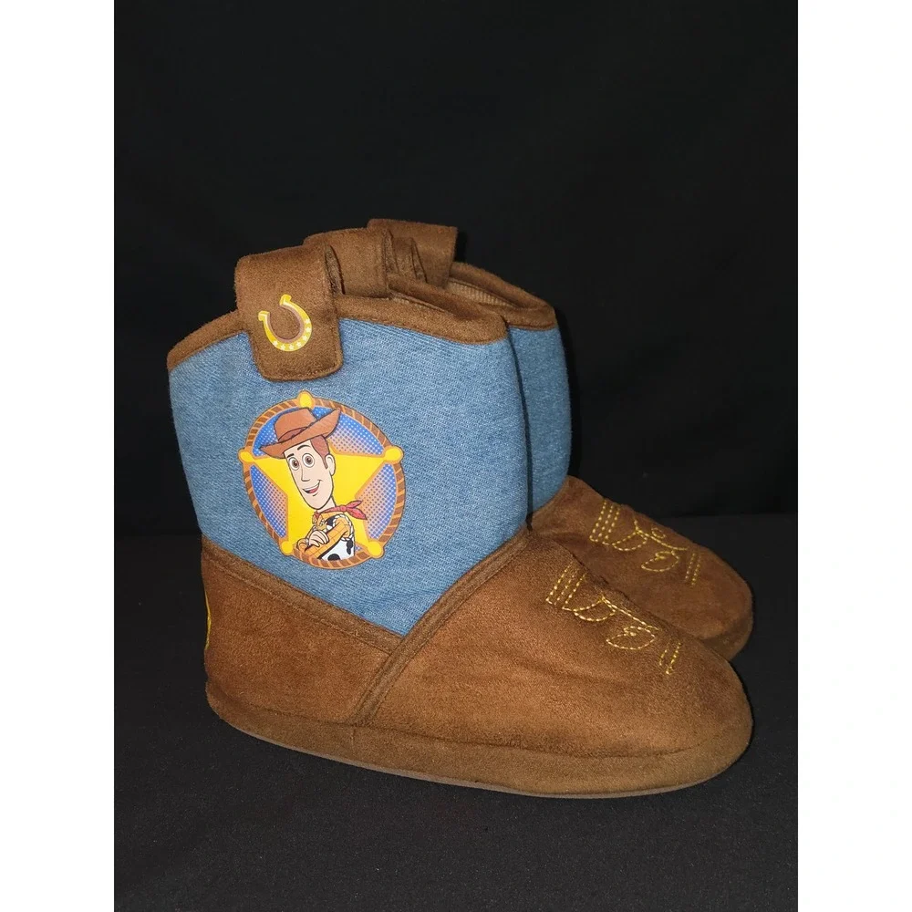 Toy Story Woody Cowboy Boot Slippers Kids USA 9-10‎ EU 26-27 Plush Brown